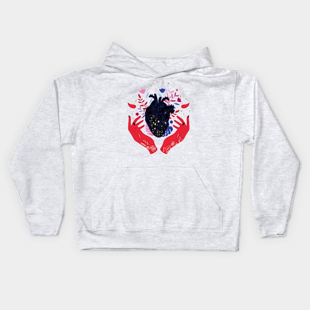 Devilish Heart Kids Hoodie by lambsandwolves